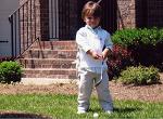 Cole is growing up fast, and here he's enjoying a set of golf clubs I gave him